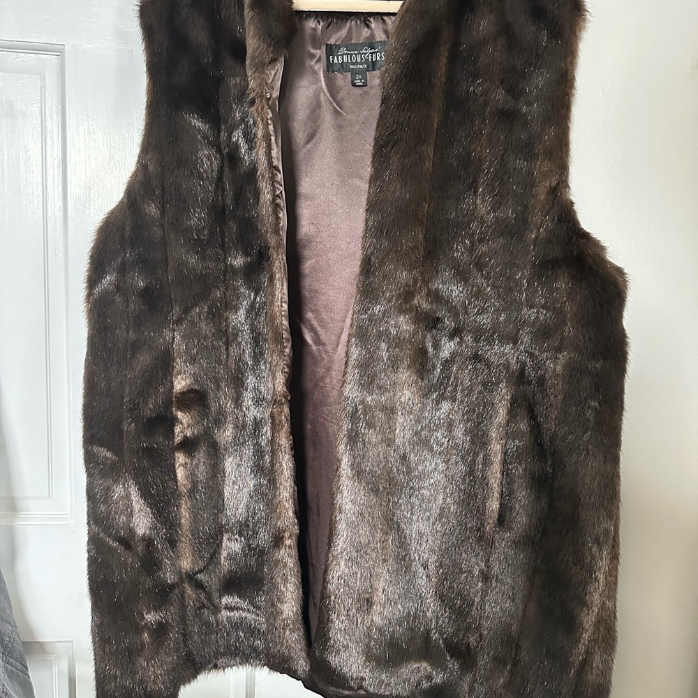 Fabulous Furs Dark Brown Faux Fur Vest